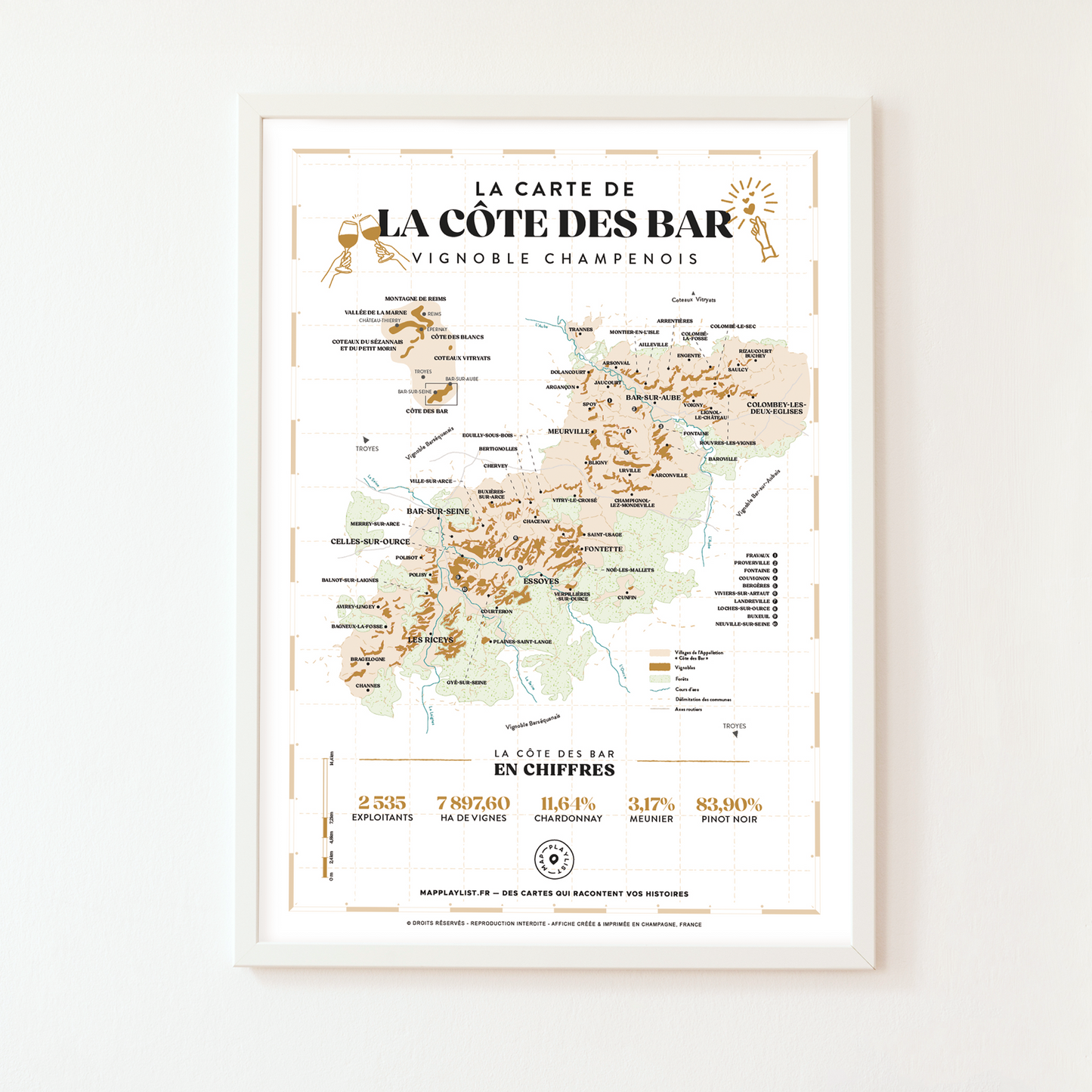 La carte de la Côte des Bar