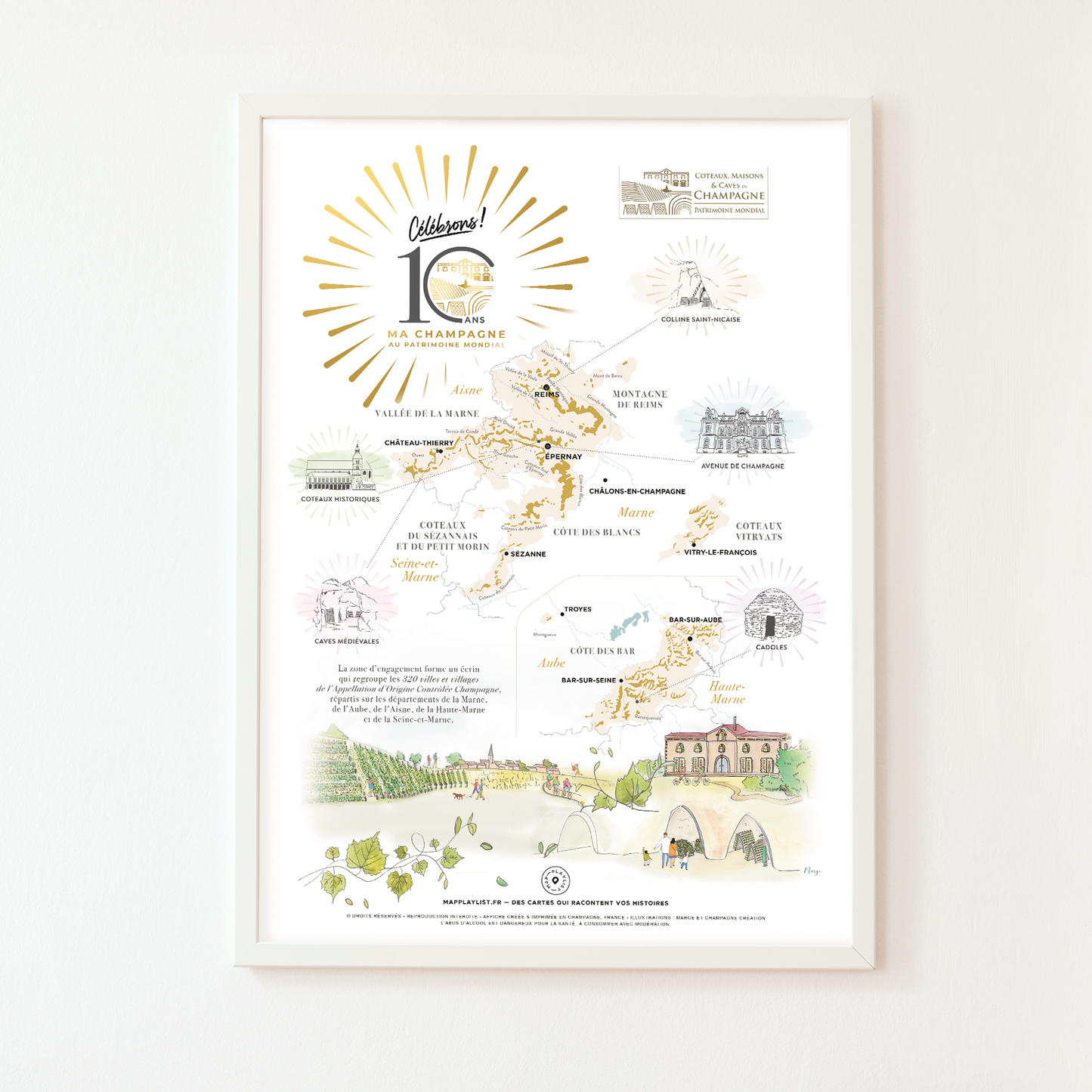 La carte anniversaire "Célébrons les 10 ans de ma Champagne au patrimoine Mondial"