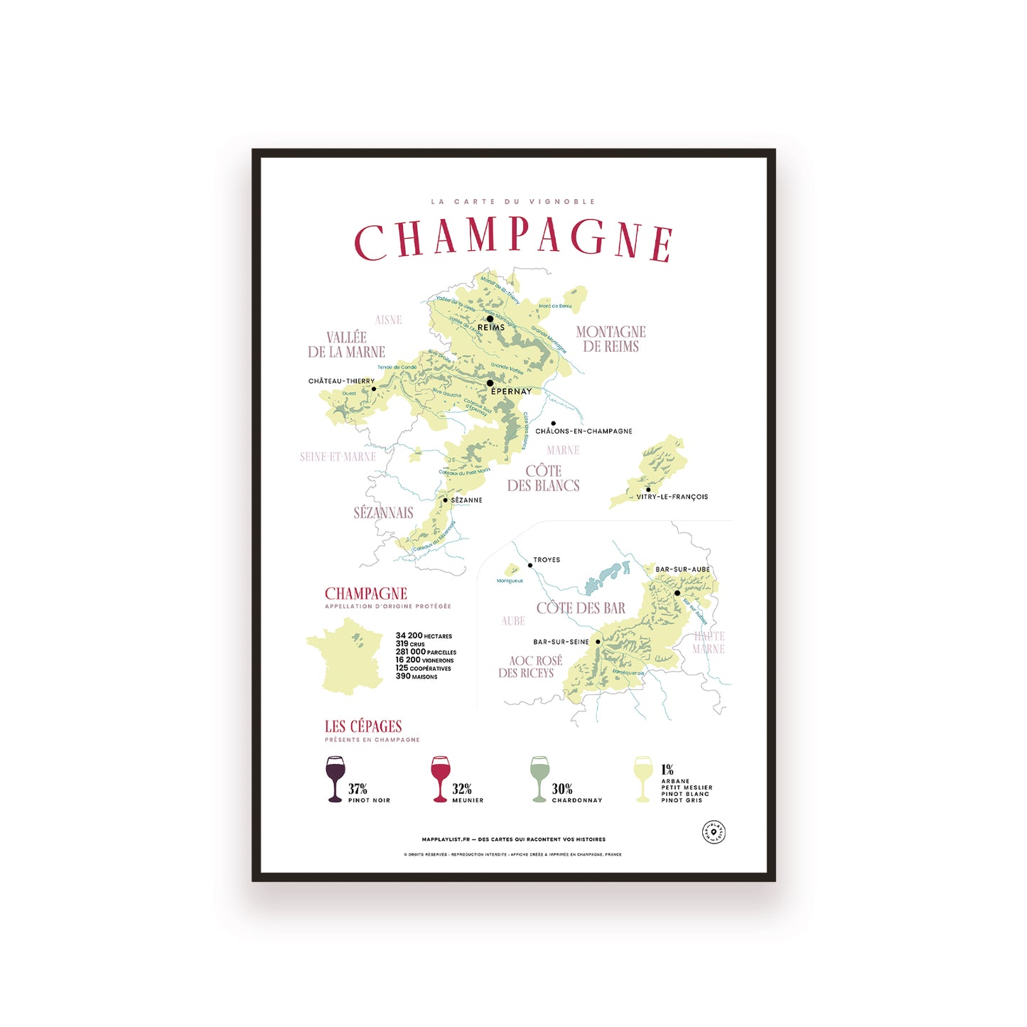 Ma carte du vignoble de champagne