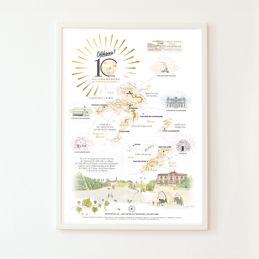 La carte anniversaire "Célébrons les 10 ans de ma Champagne au patrimoine Mondial"
